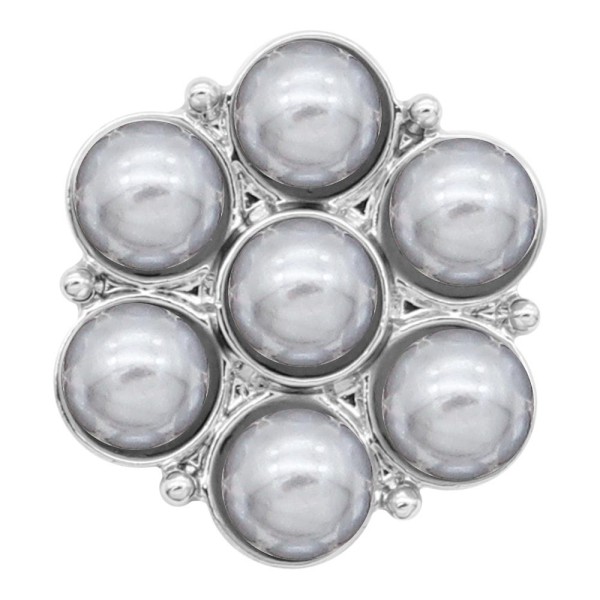 20MM snap silver Plated with gray Pearl KC8245