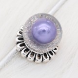 20MM Glossy Spherical opal snap Silver Plated with purple Pearl KC8273