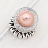 20MM Glossy Spherical opal snap Silver Plated with rose-gold Pearl KC8274
