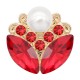 20MM Flower design snap gold Plated Red Rhinestone and Pearl KC8266