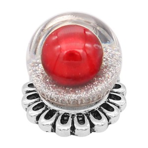 20MM Glossy Spherical opal snap Silver Plated with Red Pearl KC8275