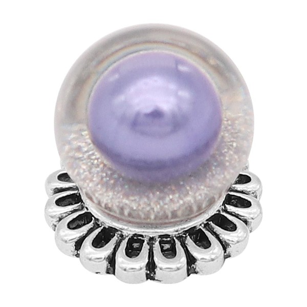 20MM Glossy Spherical opal snap Silver Plated with purple Pearl KC8273