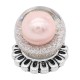 20MM Glossy Spherical opal snap Silver Plated with Pink Pearl KC8272