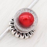 20MM Glossy Spherical opal snap Silver Plated with Red Pearl KC8275