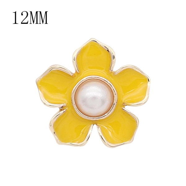 12MM Flower design snap gold Plated Yellow enamel KS7181-S