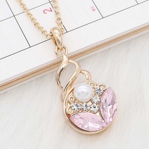 20MM Flower design snap gold Plated Pink Rhinestone and Pearl KC8264