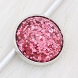 20MM design snap Silver Plated Pink Glittering resin KC2231