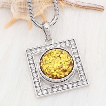 20MM design snap Silver Plated yellow Glittering resin KC2227