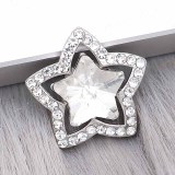 20MM star snap Silver Plated with white Rhinestone charms KC9387 snaps jewerly