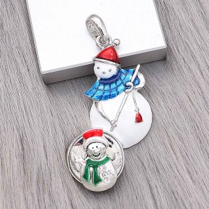snap sliver Christmas enamel Pendant fit 20MM snaps style jewelry KC0490
