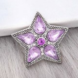 20MM star snap Silver Plated with purple Rhinestone charms KC9395 snaps jewerly