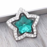 20MM star snap Silver Plated with green Rhinestone charms KC9386 snaps jewerly