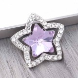 20MM star snap Silver Plated with purple Rhinestone charms KC9384 snaps jewerly