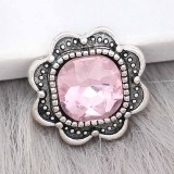 20MM design snap Silver Plated with pink Rhinestone charms KC9377 snaps jewerly