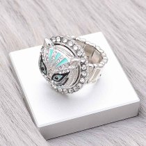 20MM cat snap Silver Plated with Cyan Rhinestone and Enamel charms KC9360 snaps jewerly