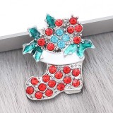 20MM Christmas snap Silver Plated with Rhinestone and Enamel charms KC9352 snaps jewerly