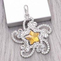 20MM star snap Silver Plated with yellow Rhinestone charms KC9383 snaps jewerly