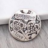 20MM love believe snap Silver Plated charms KC9365 snaps jewerly