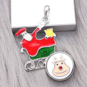 snap sliver Christmas enamel Pendant fit 20MM snaps style jewelry KC0489