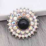 20MM design snap Silver Plated with black Rhinestone charms KC9374 snaps jewerly