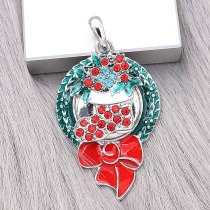 20MM Christmas snap Silver Plated with Rhinestone and Enamel charms KC9352 snaps jewerly