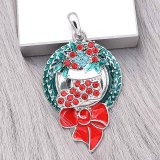 20MM Christmas snap Silver Plated with Rhinestone and Enamel charms KC9352 snaps jewerly