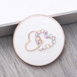 20MM love snap rose gold Plated with white Enamel and Rhinestone charms KC9363 snaps jewerly