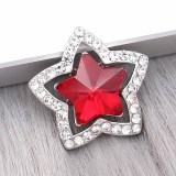 20MM star snap Silver Plated with red Rhinestone charms KC9382 snaps jewerly