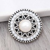 20MM pearl snap Silver Plated with white beads charms KC9393 snaps jewerly