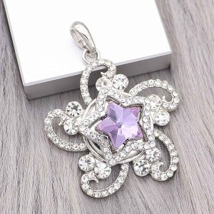20MM star snap Silver Plated with purple Rhinestone charms KC9384 snaps jewerly