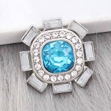 20MM design snap Silver Plated with blue Rhinestone charms KC9373 snaps jewerly