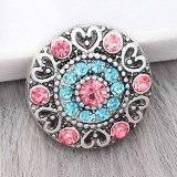 20MM love design snap Silver Plated with rose-red  Rhinestone charms KC9364 snaps jewerly