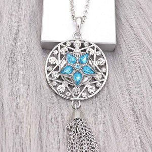 20MM star snap Silver Plated with blue Rhinestone charms KC9394 snaps jewerly