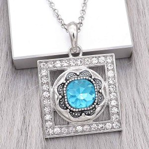 20MM design snap Silver Plated with blue Rhinestone charms KC9376 snaps jewerly
