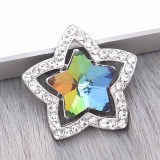 20MM star snap Silver Plated with  Multicolor  Rhinestone charms KC9385 snaps jewerly
