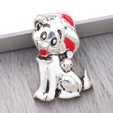 20MM Christmas dog snap Silver Plated with Enamel charms KC9358 snaps jewerly