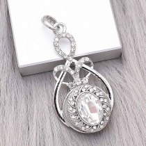 snap sliver Pendant with Rhinestone fit 20MM snaps style jewelry KC0495