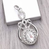 snap sliver Pendant with Rhinestone fit 20MM snaps style jewelry KC0495