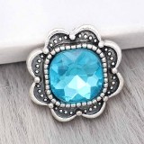 20MM design snap Silver Plated with blue Rhinestone charms KC9376 snaps jewerly