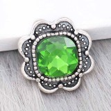 20MM design snap Silver Plated with green Rhinestone charms KC9378 snaps jewerly