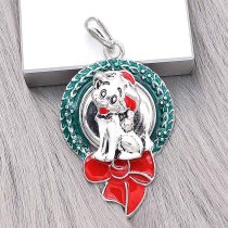 20MM Christmas dog snap Silver Plated with Enamel charms KC9358 snaps jewerly