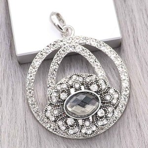 snap sliver Pendant with Rhinestone fit 20MM snaps style jewelry KD0303