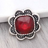 20MM design snap Silver Plated with red Rhinestone charms KC9381 snaps jewerly