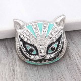 20MM cat snap Silver Plated with Cyan Rhinestone and Enamel charms KC9360 snaps jewerly