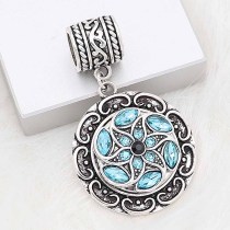 20MM snap silver Plated with blue Rhinestone KC8283
