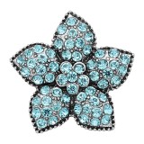 20MM Starfish snap Silver Plated with blue Rhinestone charms KC9416 