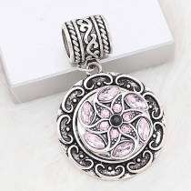 20MM snap silver Plated with Pink Rhinestone KC8282