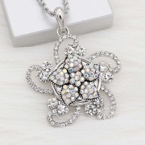 20MM Starfish snap Silver Plated with Mulitcolor Rhinestone charms KC9417