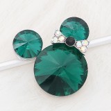 20MM Cartoon snap Silver Plated with green Rhinestone charms KC8284