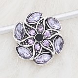 20MM snap silver Plated with purple Rhinestone KC8281